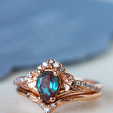 Colour changing alexandrite engagement ring, diamond crown proposal ring with lab created alexandrite / Amelia - Eden Garden Jewelry™