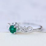 Lab created emerald engagement ring, celtic proposal ring with diamonds / Horta - Eden Garden Jewelry™