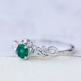 Lab created emerald engagement ring, celtic proposal ring with diamonds / Horta - Eden Garden Jewelry™