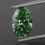 Lab grown diamond | IGI certified | oval-cut, *9x5.5mm, Fancy vivid green color, VS2, *1ct