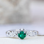 Lab created emerald engagement ring, celtic proposal ring with diamonds / Horta - Eden Garden Jewelry™