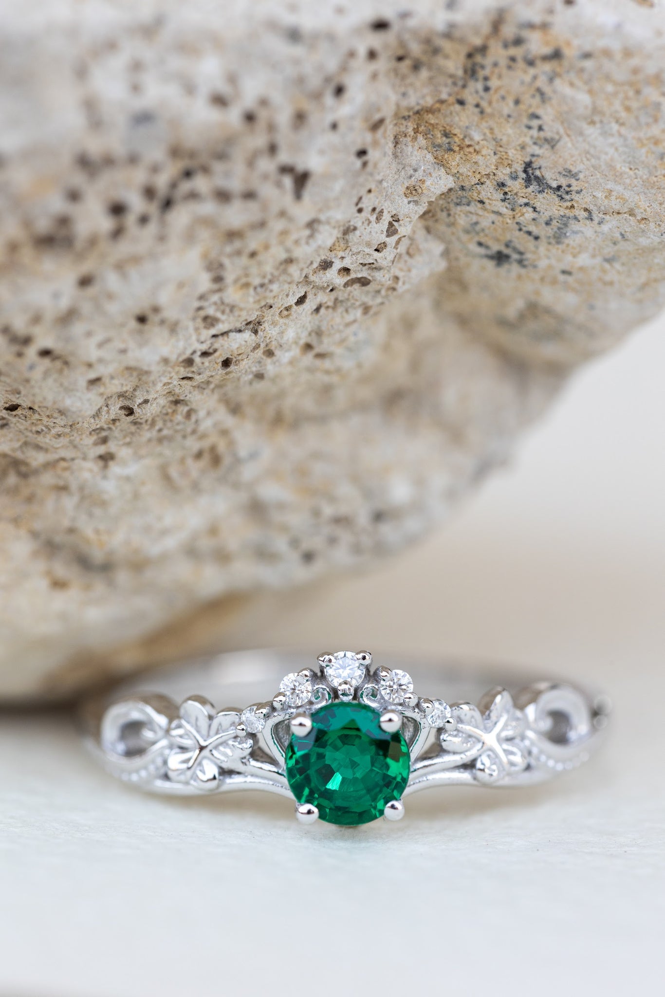 Buy Celtic Emerald Silver Ring, Tiny Branch Silver Ring With Emerald, Celtic  Knot Silver Engagement Ring, Women's Keltic Sterling Silver Ring Online in  India - Etsy