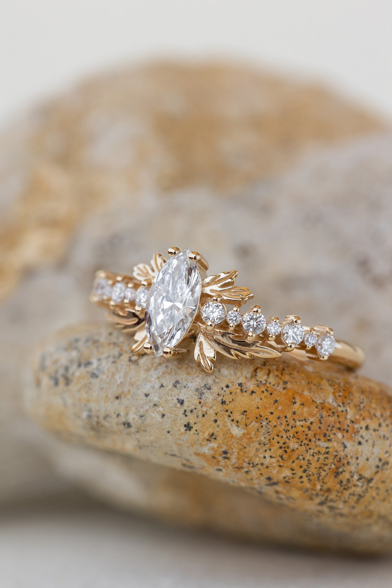 READY TO SHIP: Verbena engagement ring in 14K yellow gold with all lab grown diamonds, RING SIZE: 7 US