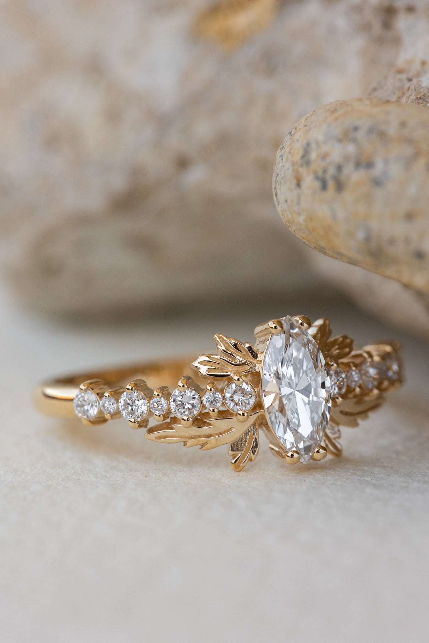 READY TO SHIP: Verbena engagement ring in 14K yellow gold with all lab grown diamonds, RING SIZE: 7 US