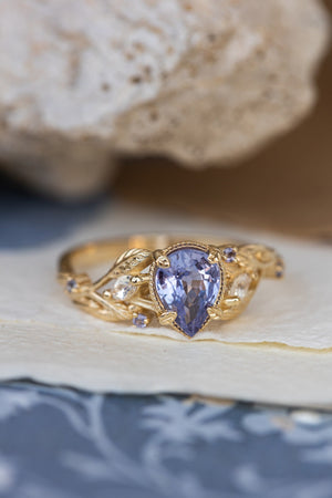 Natural purple sapphire engagement ring with accents moonstones and tanzanites / Patricia - Eden Garden Jewelry™