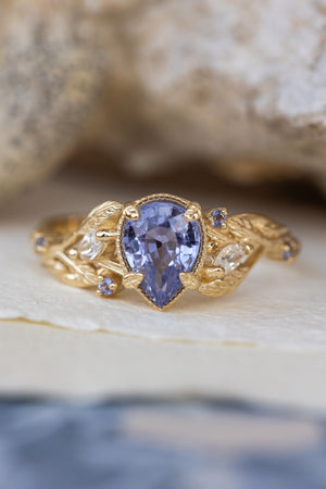 Oval Natural Lavender Sapphire Ring Rose Gold Halo Cluster Diamond Ring |  La More Design