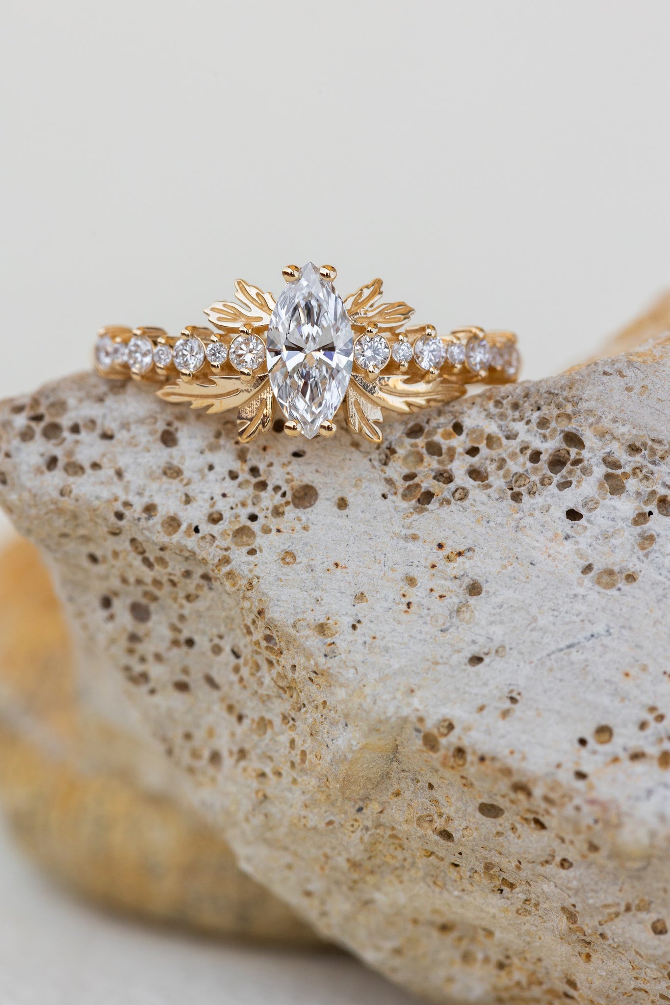 READY TO SHIP: Verbena engagement ring in 14K yellow gold with all lab grown diamonds, RING SIZE: 7 US