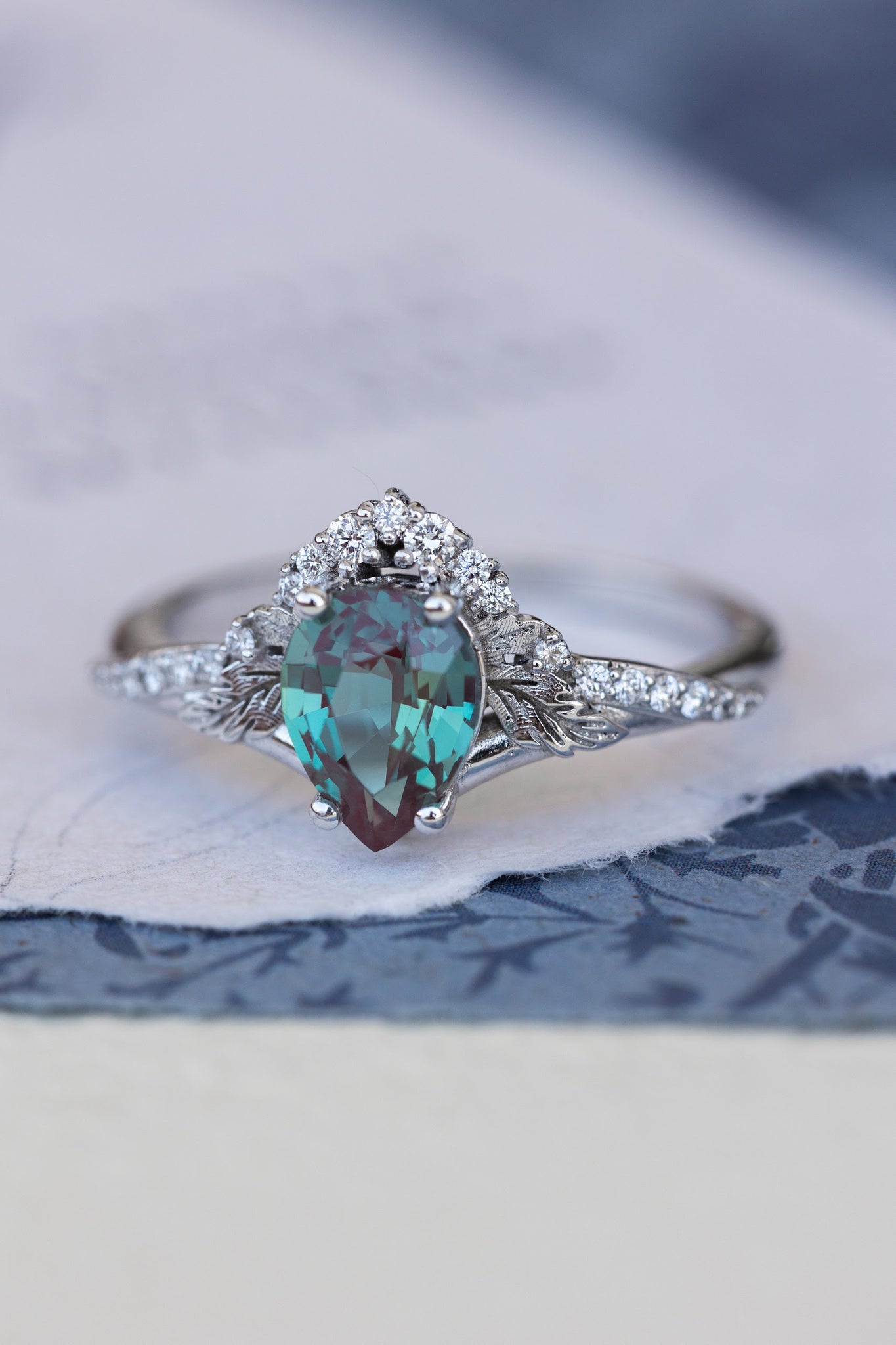 Amelia | custom engagement ring setting, pear gemstone 8x6 mm - Eden Garden Jewelry™