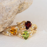 Garnet and diamonds engagement ring, gold branch proposal ring / Patricia - Eden Garden Jewelry™