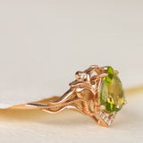 Natural peridot engagement ring, teardrop gemstone proposal ring / Lida small - Eden Garden Jewelry™