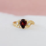 Garnet and diamonds engagement ring, gold branch proposal ring / Patricia - Eden Garden Jewelry™