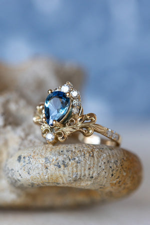 Sapphire Statement Gold Ring, Gold Sapphire Oval Ring, September Birth –  Adina Stone Jewelry