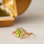 Natural peridot engagement ring, teardrop gemstone proposal ring / Lida small - Eden Garden Jewelry™