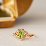 Natural peridot engagement ring, teardrop gemstone proposal ring / Lida small - Eden Garden Jewelry™