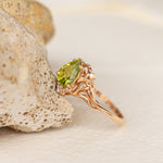 Natural peridot engagement ring, teardrop gemstone proposal ring / Lida small - Eden Garden Jewelry™