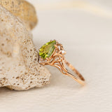 Natural peridot engagement ring, teardrop gemstone proposal ring / Lida small - Eden Garden Jewelry™