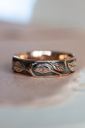 Delicate Olive Branch Engraved Wedding RIng | Berlinger Jewelry