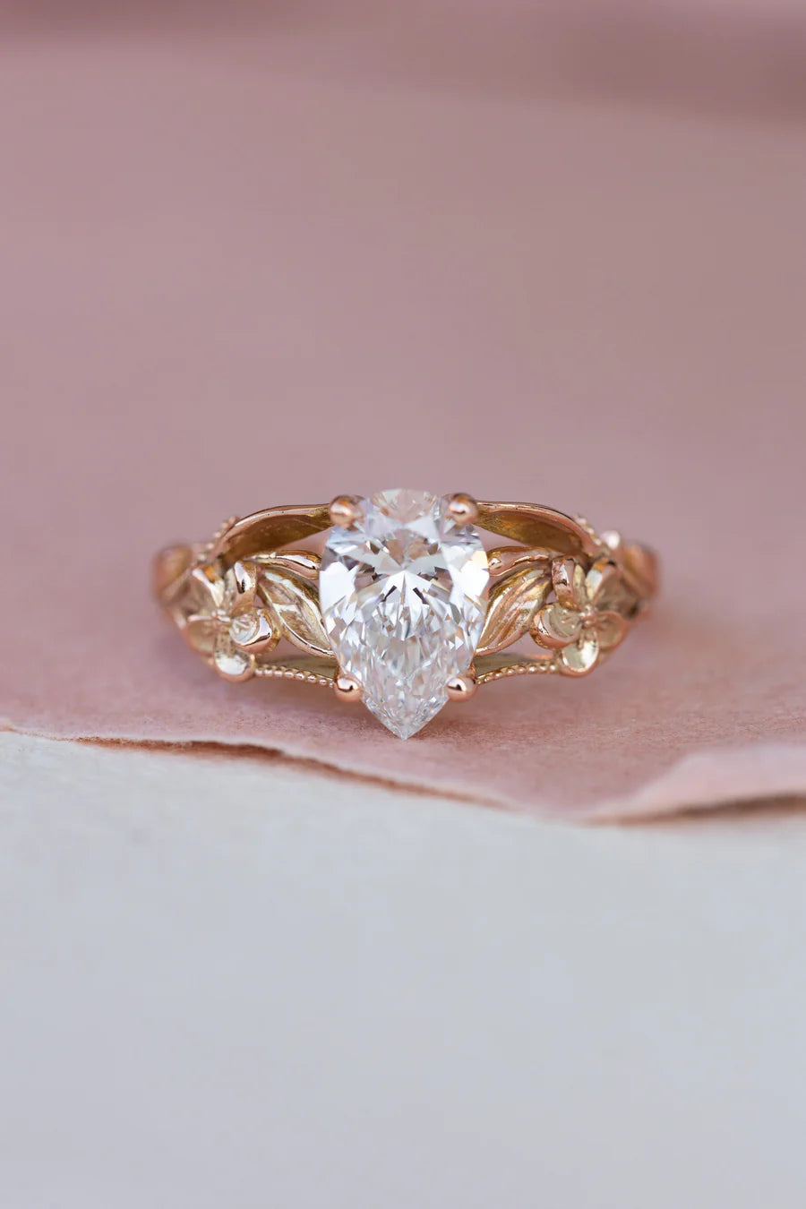 READY TO SHIP: Eloise engagement ring in 14K rose gold, big lab grown diamond, 10x7 mm, AVAILABLE RING SIZES: 5.75-7.75 US
