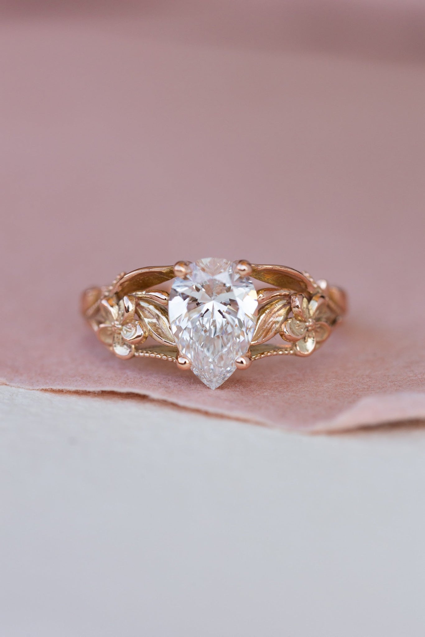 Big lab grown diamond engagement ring, rose gold flower promise ring / Eloise - Eden Garden Jewelry™