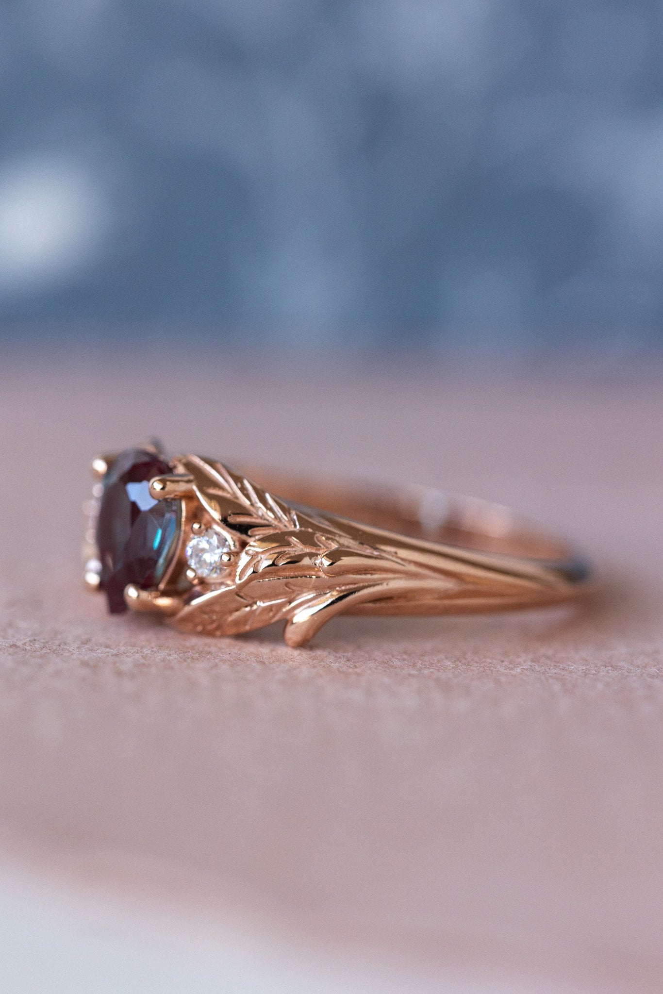 Colour change alexandrite ring with diamonds / Wisteria - Eden Garden Jewelry™