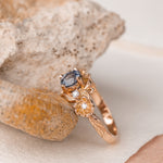 Natural sapphire and diamonds engagement ring, gold flower proposal ring / Adelina - Eden Garden Jewelry™