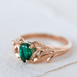 READY TO SHIP: Wisteria engagement ring with pear cut lab emerald in 14K rose gold, AVAILABLE RING SIZES: 4.25-6.25 US - Eden Garden Jewelry™