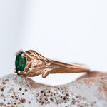 READY TO SHIP: Wisteria engagement ring with pear cut lab emerald in 14K rose gold, AVAILABLE RING SIZES: 4.25-6.25 US - Eden Garden Jewelry™