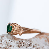 READY TO SHIP: Wisteria engagement ring with pear cut lab emerald in 14K rose gold, AVAILABLE RING SIZES: 4.25-6.25 US - Eden Garden Jewelry™