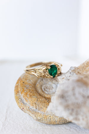 Lab emerald ring, engagement ring for woman / Wisteria - Eden Garden Jewelry™