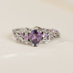 Natural bicolor purple sapphire nature inspired white gold engagement ring / Japanese Maple - Eden Garden Jewelry™