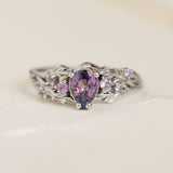 Natural bicolor purple sapphire nature inspired white gold engagement ring / Japanese Maple - Eden Garden Jewelry™