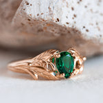 READY TO SHIP: Wisteria engagement ring with pear cut lab emerald in 14K rose gold, AVAILABLE RING SIZES: 4.25-6.25 US - Eden Garden Jewelry™