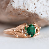 READY TO SHIP: Wisteria engagement ring with pear cut lab emerald in 14K rose gold, AVAILABLE RING SIZES: 4.25-6.25 US - Eden Garden Jewelry™