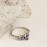 Natural bicolor purple sapphire nature inspired white gold engagement ring / Japanese Maple - Eden Garden Jewelry™