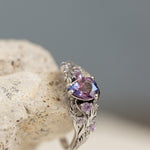 Natural bicolor purple sapphire nature inspired white gold engagement ring / Japanese Maple - Eden Garden Jewelry™