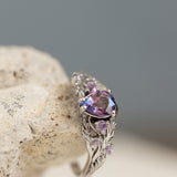 Natural bicolor purple sapphire nature inspired white gold engagement ring / Japanese Maple - Eden Garden Jewelry™