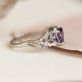 Natural bicolor purple sapphire nature inspired white gold engagement ring / Japanese Maple - Eden Garden Jewelry™