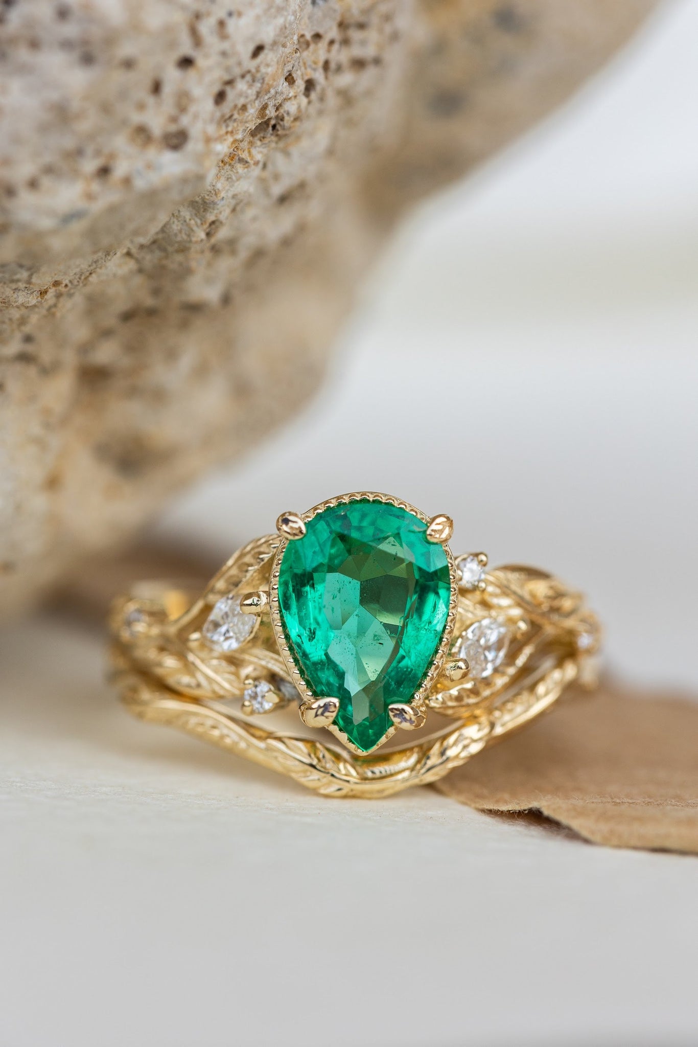 Lab Created Emerald and Diamond 14kt White Gold Ring | Costco