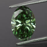Lab grown diamond | IGI certified | oval-cut, *9.5x6.5mm, Fancy vivid green color, VS1, 1.56ct