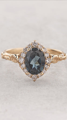 READY TO SHIP: Florentina ring in 14K yellow gold, natural topaz, oval cut 8x6 mm, accent lab grown diamonds, RING SIZE: 5.5 - 8.5 US - Eden Garden Jewelry™