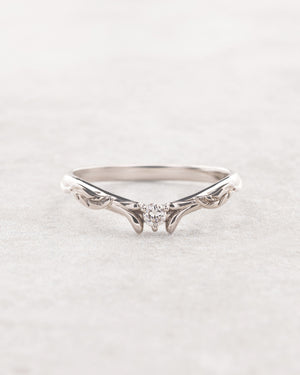 Diamond and leaves wedding band, matching ring for Wisteria