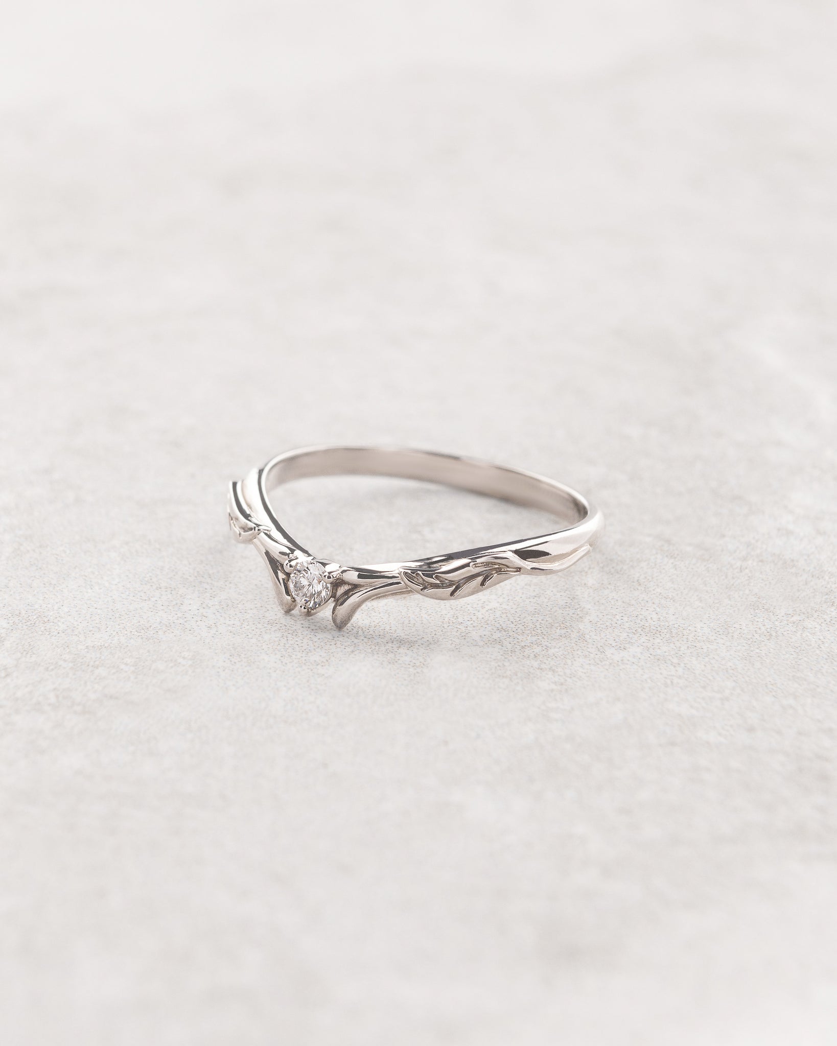 Diamond and leaves wedding band, matching ring for Wisteria