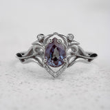 Vintage inspired gold ring with alexandrite and diamonds  / Lida small