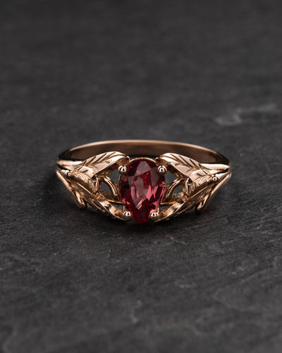 READY TO SHIP: Wisteria ring with lab padparadscha sapphire, 14K rose gold, RING SIZES 5.5 - 8.5 US - Eden Garden Jewelry™
