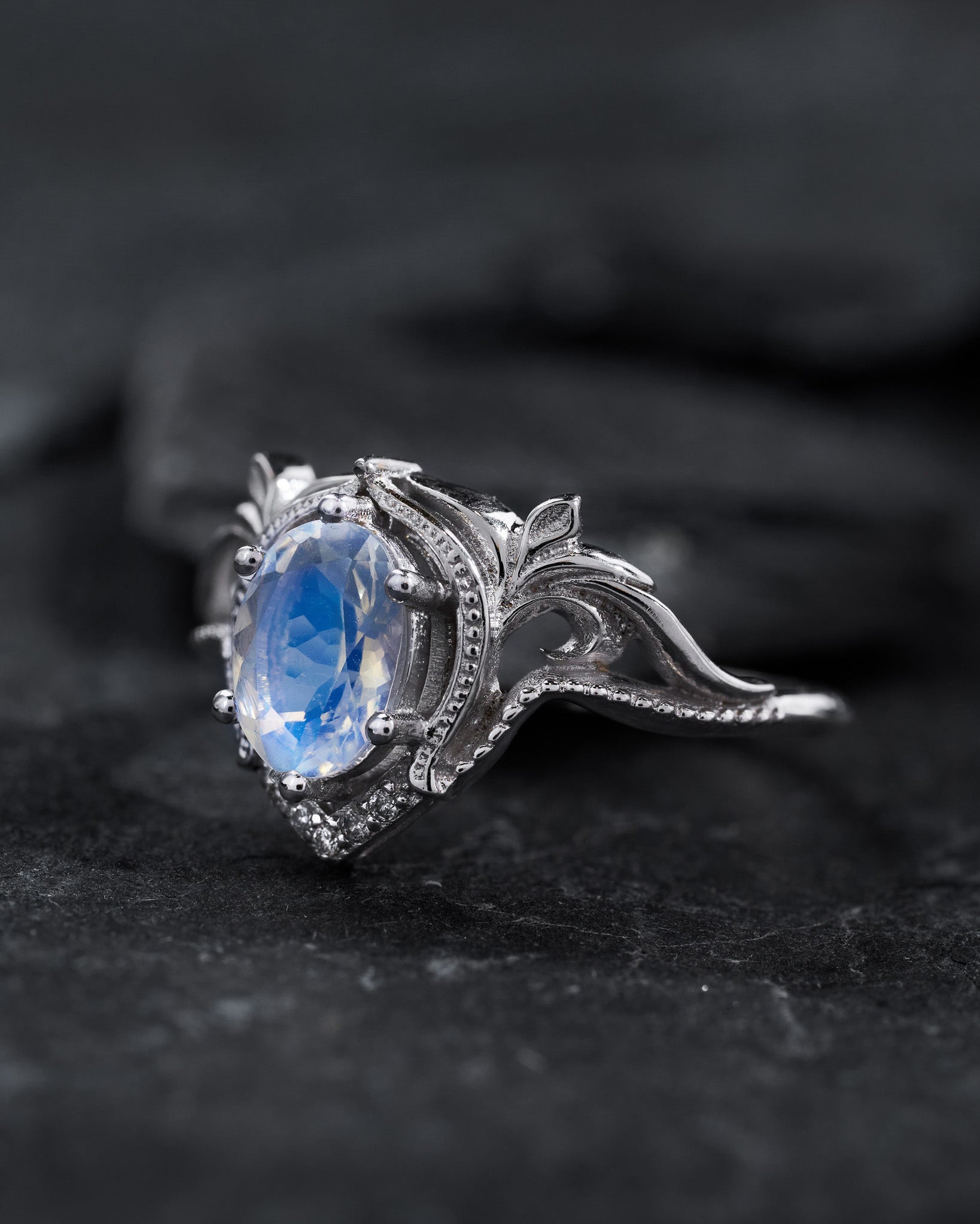 Oval moonstone art nouveau bridal set / Lida - Eden Garden Jewelry™