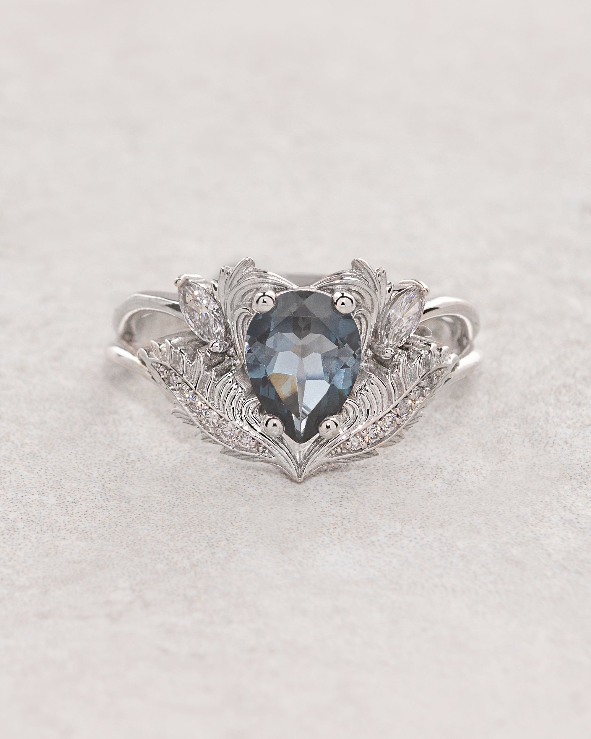 READY TO SHIP: Adonis in 14K white gold, natural topaz 8x6 mm, lab diamonds, RING SIZE 5.5 - 8.5 US - Eden Garden Jewelry™
