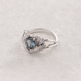 READY TO SHIP: Adonis in 14K white gold, natural topaz 8x6 mm, lab diamonds, RING SIZE 5.5 - 8.5 US - Eden Garden Jewelry™