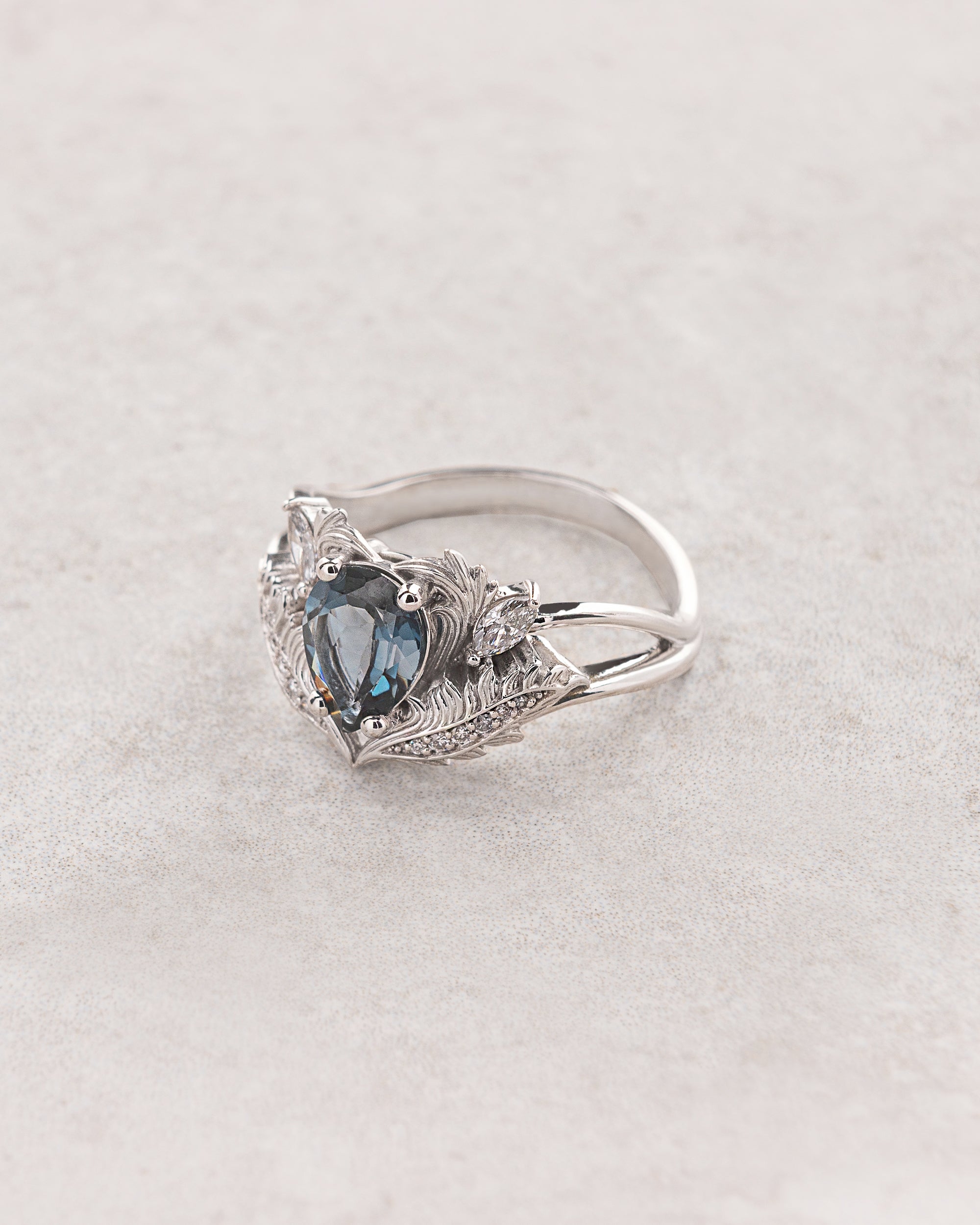 READY TO SHIP: Adonis in 14K white gold, natural topaz 8x6 mm, lab diamonds, RING SIZE 5.5 - 8.5 US - Eden Garden Jewelry™