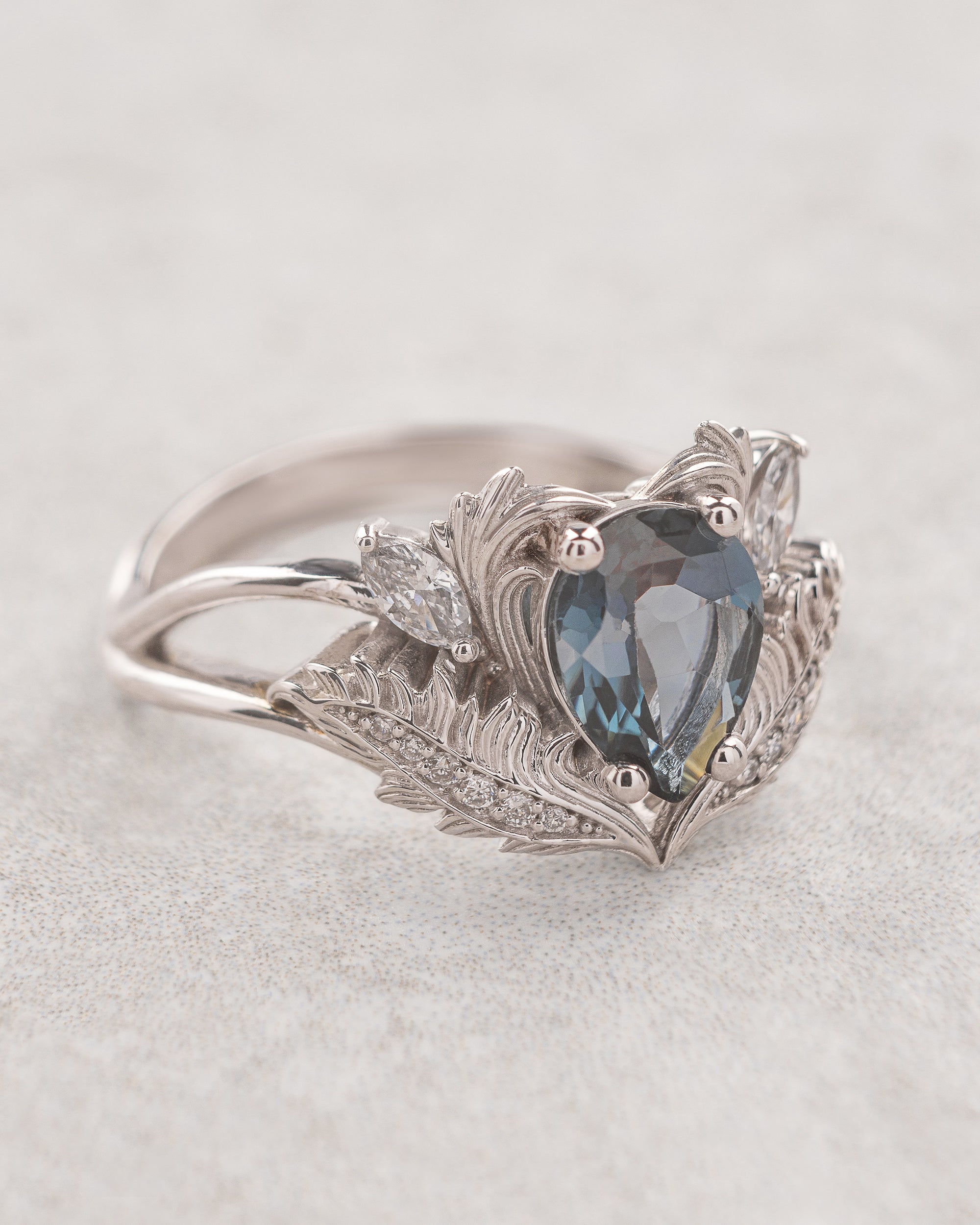 READY TO SHIP: Adonis in 14K white gold, natural topaz 8x6 mm, lab diamonds, RING SIZE 5.5 - 8.5 US - Eden Garden Jewelry™