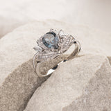 READY TO SHIP: Adonis in 14K white gold, natural topaz 8x6 mm, lab diamonds, RING SIZE 5.5 - 8.5 US - Eden Garden Jewelry™
